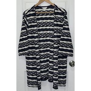 CJ Banks Women's Plus 2X Blue Lightweight Open Front Stretch Textured Cardigan‎